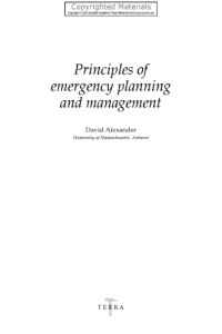 Image of Principles of emergency planning and management